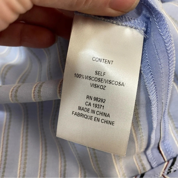 Tibi Blue Striped Asymmetric Shirting Midi Skirt 4 Stripe Blue - Picture 11 of 12